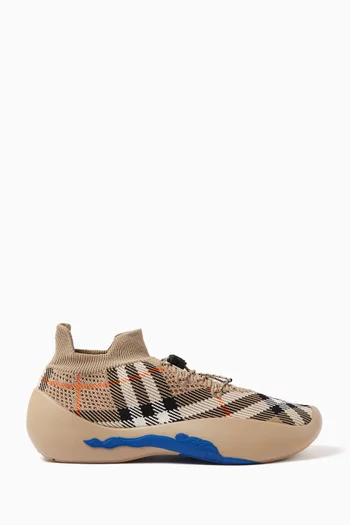 Buy Burberry Neutral Neptune Check knit Sneakers for Men Online Ounass Kuwait