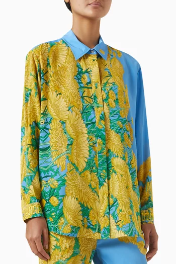 Dandelion-print Shirt in Silk Chiffon