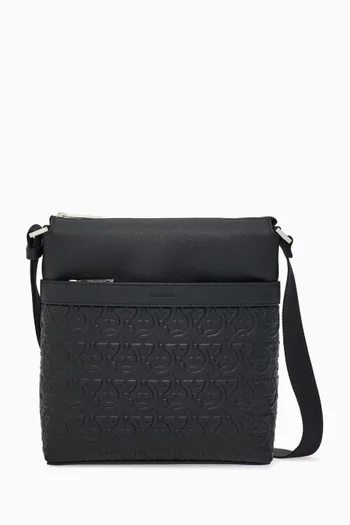 Buy Ferragamo Black Gancini Crossbody Bag in Calfskin for Men Online Ounass Kuwait