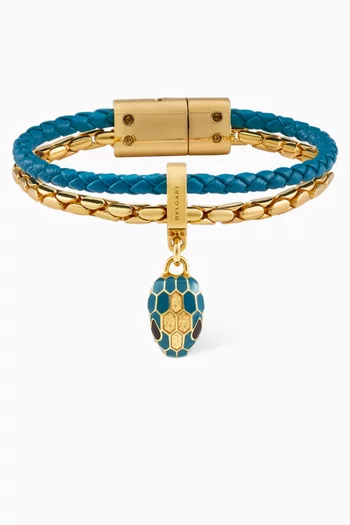 Serpenti Forever Bracelet in Calfskin & Gold-plated Brass
