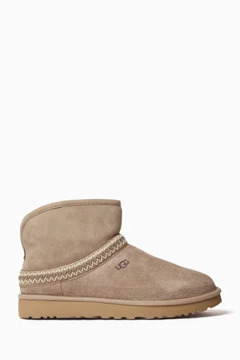 Mini Crescent Boots in Suede & Sheepskin