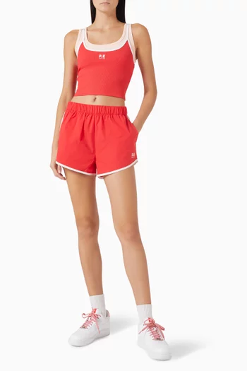 بلوزة فوروارد قصيرة بلا أكمام نايلون مطاطي