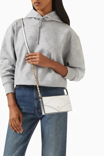 Diamond Chain Wallet in Metallic Leather