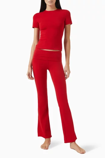 Cotton Jersey Foldover Pants