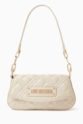 Buy Love Moschino White Small Quilted Shoulder Bag in Faux Leather for Women Online Ounass Kuwait