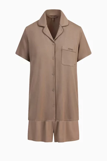 Sleep Short Sleeve Button Up Set