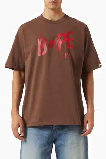 Floral Camo Bape Sta Logo T-shirt in Cotton