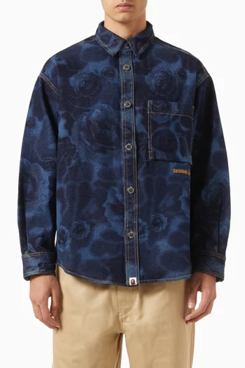 Floral Camo Shirt in Jacquard Denim