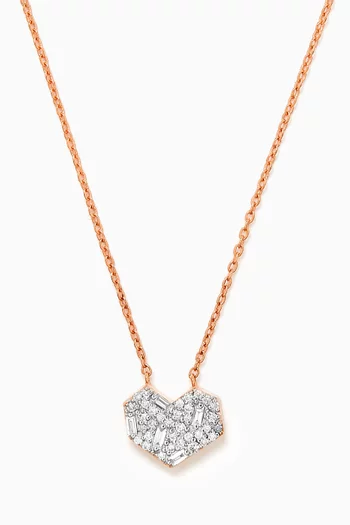 Cherish Diamond Heart Necklace in 18kt Rose Gold