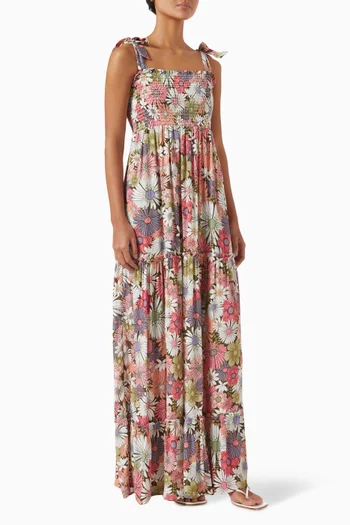 فستان لوسيري طويل بنقشة زهور فيسكوز
