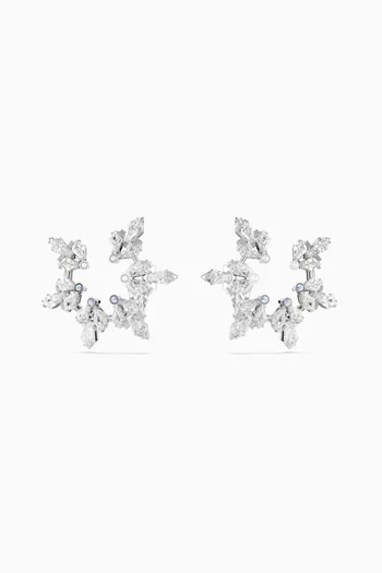Idyllia Crystal Clip Earrings in Rhodium-plated Metal