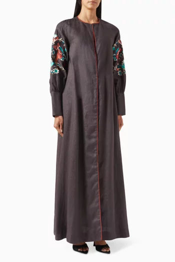 عباية كتان مطرزة