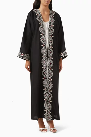 عباية كتان مطرزة