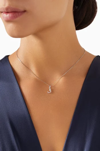 Arabic Letter Q ق Diamond Charm in 18kt White Gold