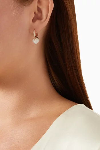 Elements Diamond & Mother of Pearl Huggie Earrings in 18kt Gold
