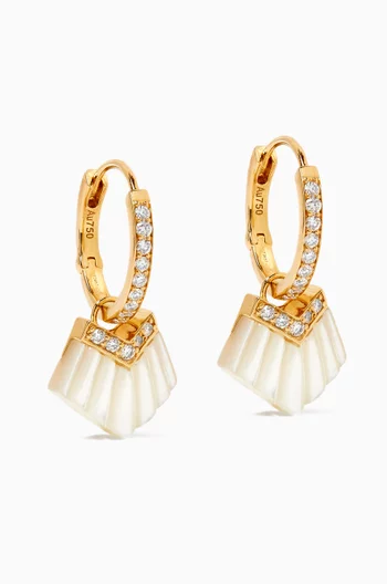 Elements Diamond & Mother of Pearl Huggie Earrings in 18kt Gold