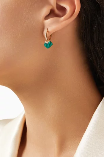 Elements Diamond & Malachite Huggie Earrings in 18kt Gold