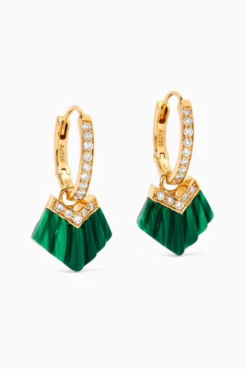 Elements Diamond & Malachite Huggie Earrings in 18kt Gold