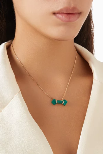 Elements Diamond & Malachite Necklace in 18kt Gold