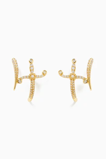 Swords of Love Diamond Earrings in 18kt Gold