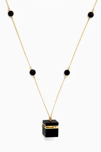 Kaaba Diamond & Black Onyx Necklace in 18kt Gold