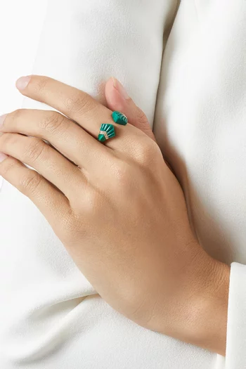 Elements Diamond & Malachite Ring in 18kt Gold