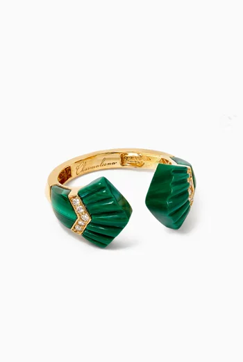Elements Diamond & Malachite Ring in 18kt Gold