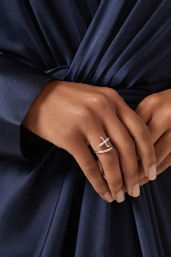 Swords Of Love Pavé Diamond Ring in 18kt White Gold