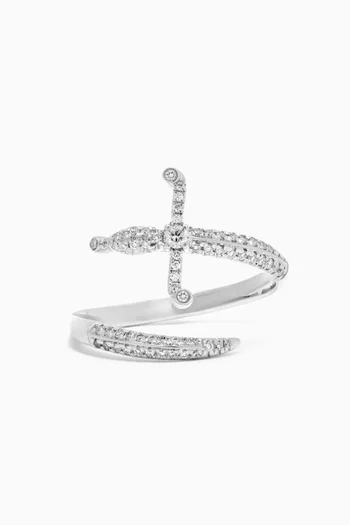 Swords Of Love Pavé Diamond Ring in 18kt White Gold