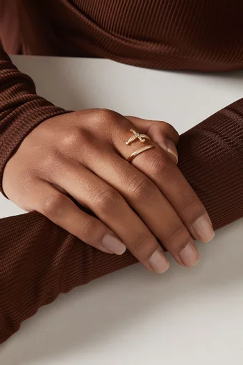 Swords Of Love Pavé Diamond Ring in 18kt Gold