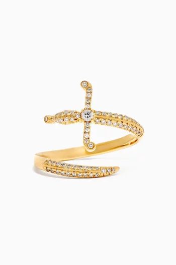 Swords Of Love Pavé Diamond Ring in 18kt Gold