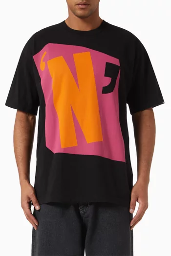 تي شيرت بشعار الماركة قطن نيبر هود × فينجرين