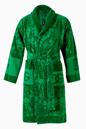Unisex Logo-jacquard Bathrobe in Cotton-terry
