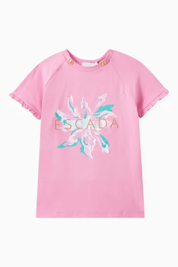 Floral Logo-embroidered T-shirt in Cotton
