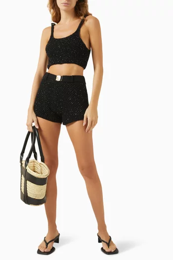 Grace Sequin-embellished Shorts in Cotton Blend