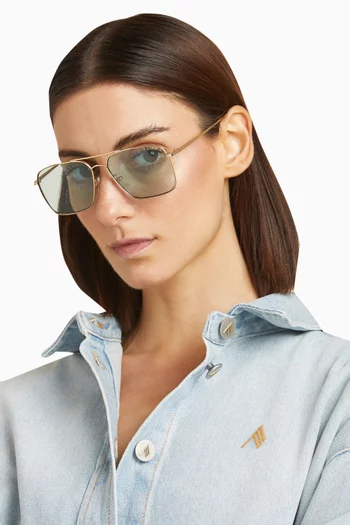 Serpent Aviator Sunglasses in Stainless Steel