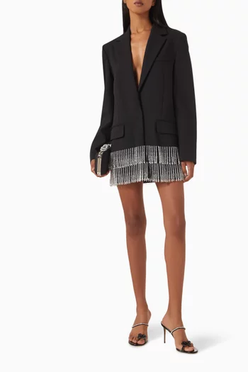 Crystal Fringe Mini Blazer Dress in Wool