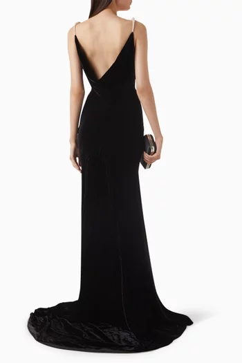 Pearl-strap Gown in Velvet