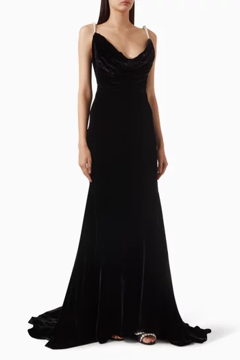 Pearl-strap Gown in Velvet