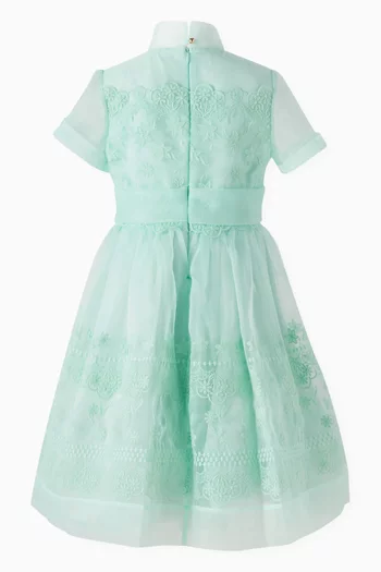 Macrame Floral Dress in Organza