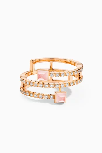 Cleo Lotus Twist Pavé Diamond & Quartz Ring in 18kt Rose Gold