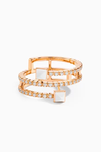 Cleo Lotus Twist Pavé Diamond & Agate Ring in 18kt Rose Gold