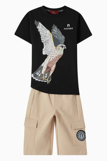 Exclusive Falcon-print T-shirt in Cotton