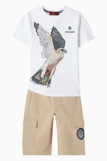 Exclusive Falcon-print T-shirt in Cotton