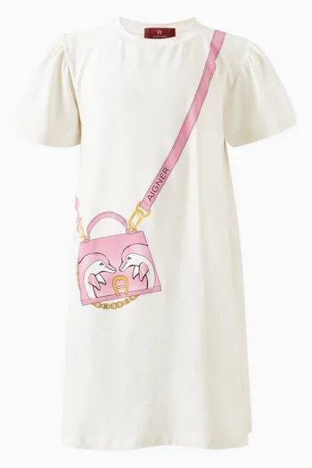 Exclusive Crossbody Bag Illustration Dress in Cotton