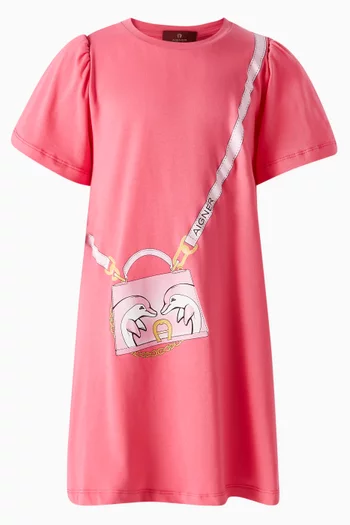 Exclusive Crossbody Bag Illustration Dress in Cotton