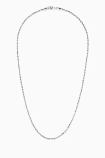 قلادة بسلسلة بتصميم حبل فضة إسترلينية مطلية بالروديوم