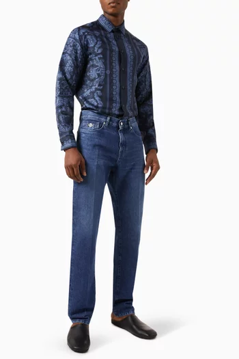 قميص بنقشة باروكو حرير تويل