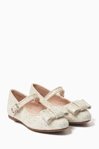 Ellen Ballet Flats in Glittered Faux-leather