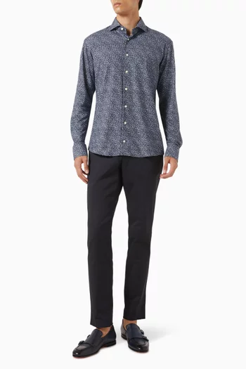 Paisley-print Shirt in Four-way Stretch Cotton